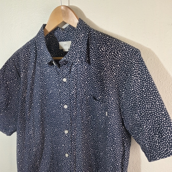 OBEY Navy Blue Polka Dot Short Sleeve Button Up Shirt Mens Large - Picture 6 of 11